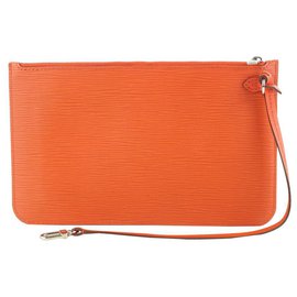 Louis Vuitton-Manadarin Orange Leather Neverfull Pochette MM / GM Pulseira-Outro