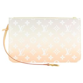Louis Vuitton-Monograma Brume Peach Mist à beira da piscina Bolsa Pochette Neverfull-Outro