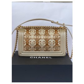Chanel-Edição limitada de Chanel OLD BOY (25x15x9)Bolsa-Dourado