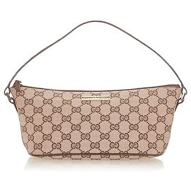 Gucci Brown GG Canvas Baguette Bateau Marron Beige