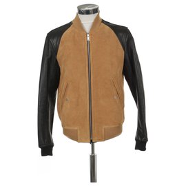 Sandro Leather Jacket Brown Black Brown Black