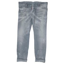 Calças de Jeans Dsquared2 Cinza de Algodão e Elastano Tamanho 54 Cinza