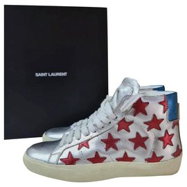 Saint Laurent-Saint Laurent Sneakers alte in pelle con stelle Tg.35-Multicolore