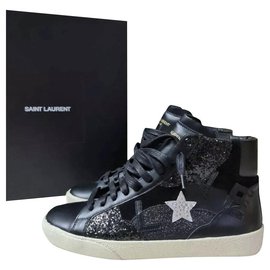 Saint Laurent-Saint Laurent Sneakers alte in pelle con stelle Tg.35,5-Multicolore