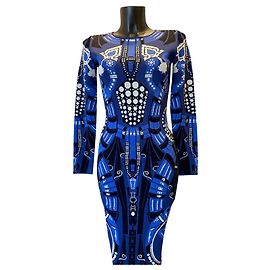Robe Jacquard Temperley London Bleu Marine Viscose Bleu Marine