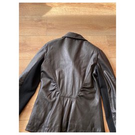 Autre Marque-Emporto Armani women's black leather jacket-Black