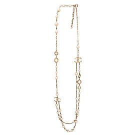 Chanel Collares largos Dorado Blanco roto