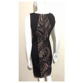 Bcbg Max Azria-Leona lace panel dress-Black,Flesh