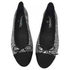 Chanel-cchanel ballet flats sequins new collection-Black,Silvery,Multiple colors