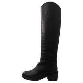 Chanel Cavaliere Black Leather Boots Black