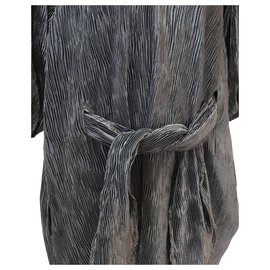 Ganni-Robe plissée en satin avec ceinture-Noir