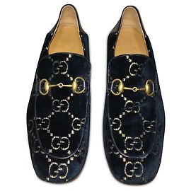Gucci Mocassino Jordaan in velluto GG blu Blu