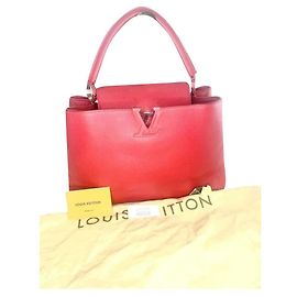 Louis Vuitton Capucines MM Red Leather Handbag Red