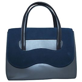 Loro Piana Sac à main en daim et cuir Sway Handle Bleu