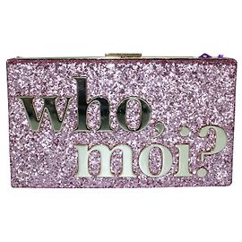 Kate Spade Glitter "Who, Moi?"Clutch Rosa