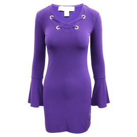 Michael Kors-Purple Dress with Flare Sleeves-Purple