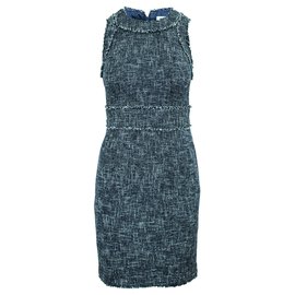 Michael Kors-Navy Blue Tweed Sleeveless Dress-Blue,Navy blue