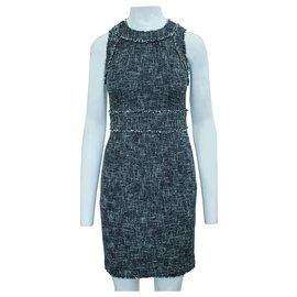 Michael Kors-Navy Blue Tweed Sleeveless Dress-Blue,Navy blue