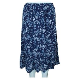 Michael Kors-Blue Print Ruffle Hem Skirt-Blue