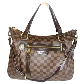 Louis Vuitton Evora MM Damier Ebene Leather Handbag Damier ebene
