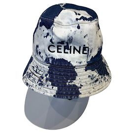 Sombrero Céline Panama Estilo Jeans Azul de Algodón Azul