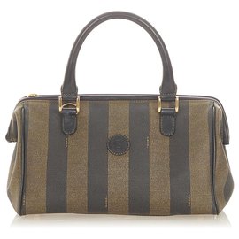 Fendi-Sac Boston Fendi Pequin Boston-Marron,Noir