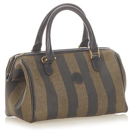 Fendi-Sac Boston Fendi Pequin Boston-Marron,Noir