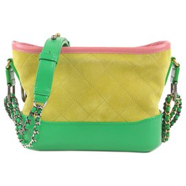 Chanel-Chanel Yellow Gabrielle Suede Shoulder Bag-Green,Yellow