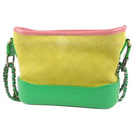 Chanel-Chanel Yellow Gabrielle Suede Shoulder Bag-Green,Yellow