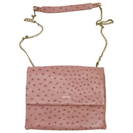 Lanvin-Lanvin Sugar Ostrich Effect Mini Shoulder Bag-Pink,Peach