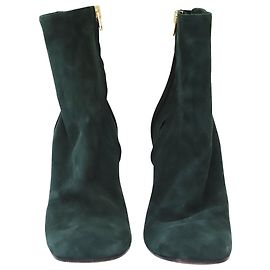 Botas de ante Marni con tacones con relieve de pitón dorado Verde