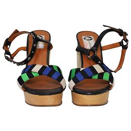 Sandales compensées en macramé Lanvin Marron