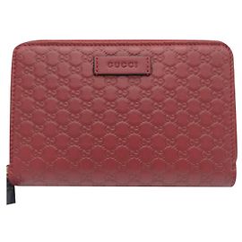 Gucci Guccissima Zip Around Wallet Red Leather Red