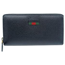 Gucci Zip Around Wallet Black Leather Black