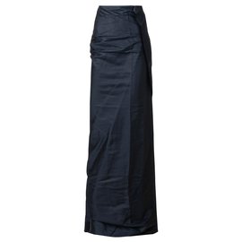 Lanvin-Ruffle Draped Long Skirt-Black