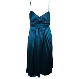 Calvin Klein Vestido de seda trenzada turquesa con dobladillo sin rematar Otro