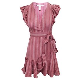 Rebecca Taylor Robe portefeuille en lin rose Rose