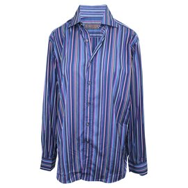 Etro Camicia a righe blu stampata Altro