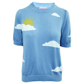 Kate Spade Suéter azul com nuvens e impressão do sol Azul