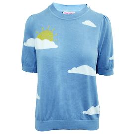 Kate Spade Blauer Pullover mit Wolken und Sonnendruck Blau