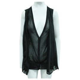 Calvin Klein-Grey Sheer Sleeveless Top-Grey