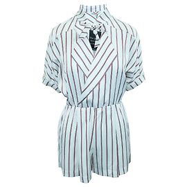 Maje Macacão Imaly Stripe Branco