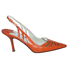 Jimmy Choo Orange Leather Slingback Pumps Orange