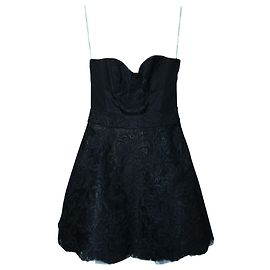 Karen Millen Trägerloses Spitzen-Cocktailkleid Schwarz