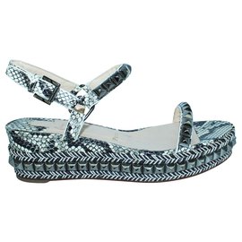 Christian Louboutin-Python Embossed Wedges with Studs -Multiple colors