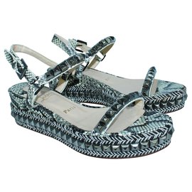 Christian Louboutin-Python Embossed Wedges with Studs -Multiple colors