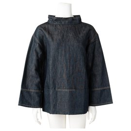Hermès-Textured Denim Smock Top-Other