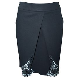 Emporio Armani Falda negra con paneles laterales de encaje Negro