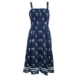Jigsaw Vestido azul marino con estampado blanco Azul Azul marino