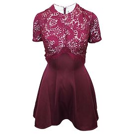 Clover Canyon Elegantes burgunderfarbenes Spitzenkleid Rot Bordeaux